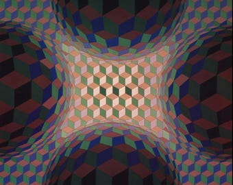 Victor Vasarely, Composition, Hexagone, Limited Edition Héliogravure