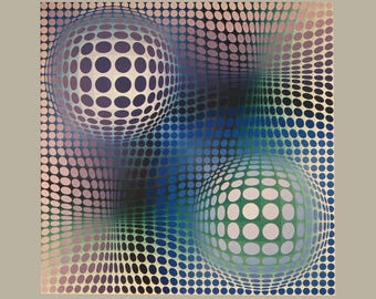 Victor Vasarely, Composition, Damier, Limitierte Auflage Héliogravure