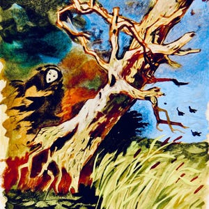 Roldán Oudot, El roble y la caña, Vingt fables de La fontaine, Limited Edition Woodcut