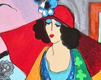 Itzchak Tarkay, Red Hat, Signed, Limited Edition Silkscreen - Etsy