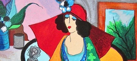 Itzchak Tarkay, Red Hat, Signed, Limited Edition Silkscreen - Etsy