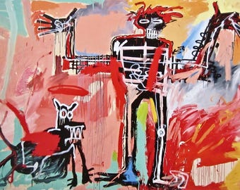 Jean-Michel Basquiat, Niño y perro en un Johnnypump, Edición oficial, Impresión de pigmento de archivo