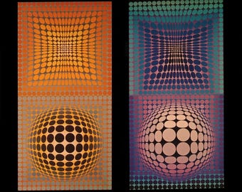 Victor Vasarely, Composition, Damier, Limitierte Auflage Héliogravure