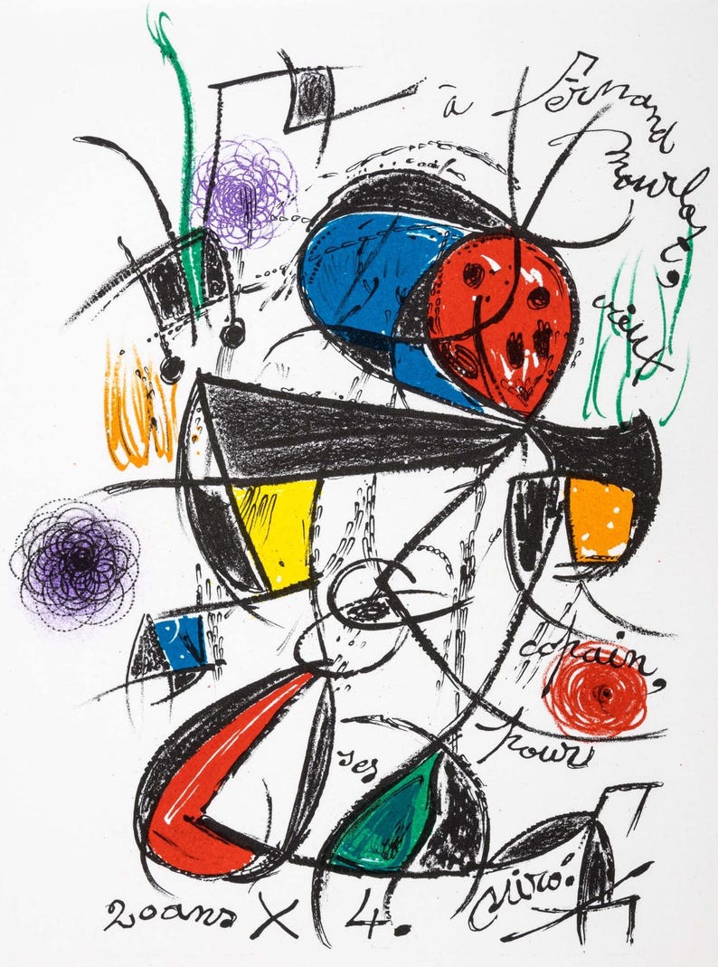 Joan Miró, Composition, Limited Edition Lithograph - Etsy