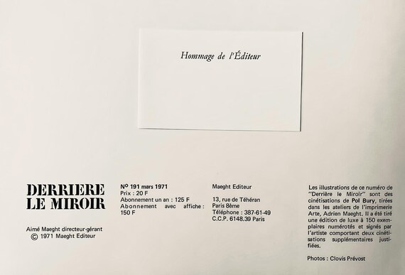 Pol Bury, Cinétisation, Derrière Le Miroir, Limited Edition