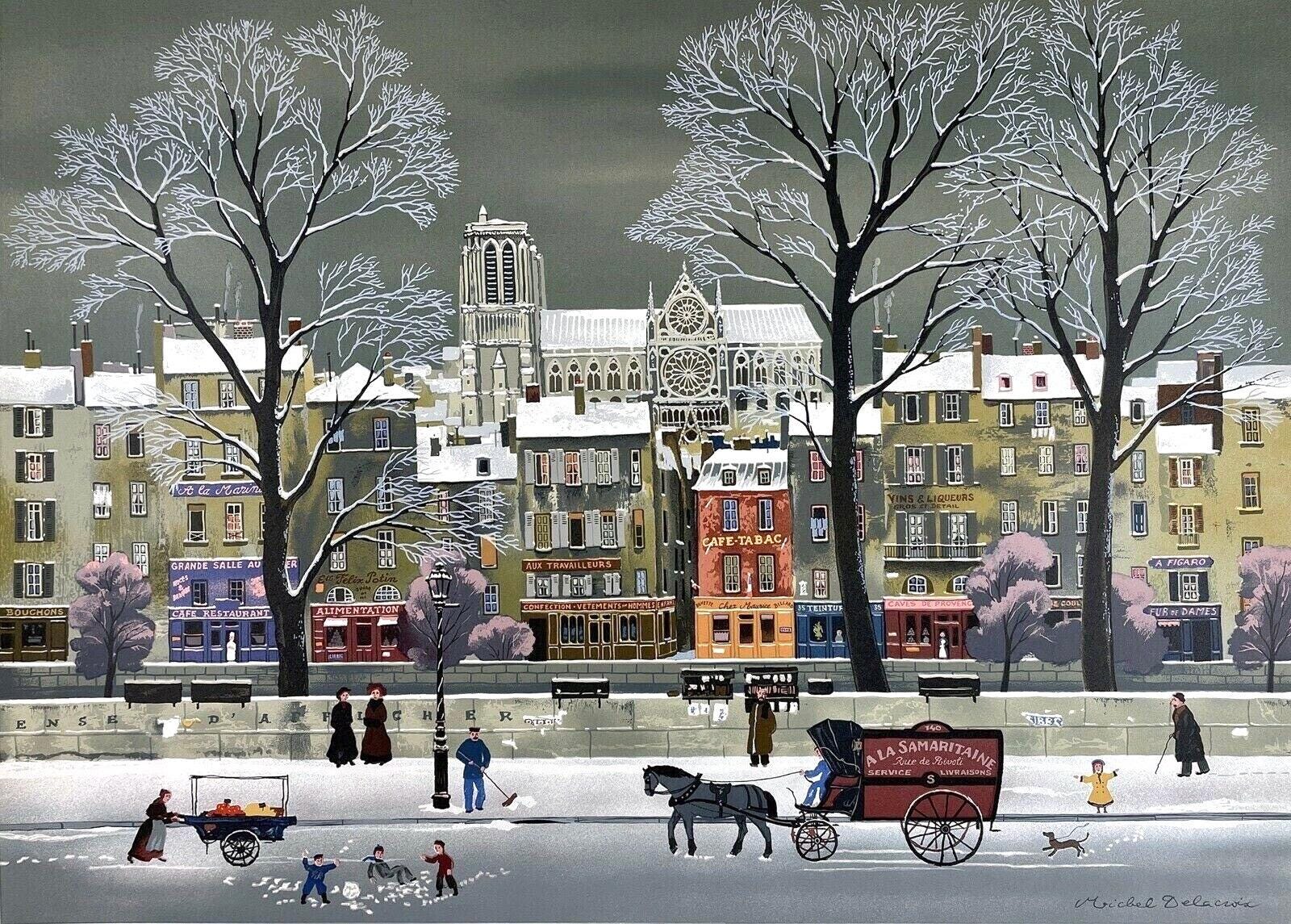 Michel Delacroix, La Neige Sur La Seine, Limited Edition