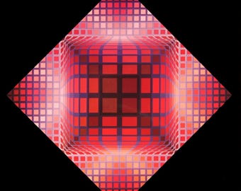 Victor Vasarely, Composition, Damier, Limitierte Auflage Héliogravure