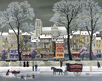 ミシェル・ドラクロワ「12月の夜」限定版リトグラフ -- ストーンサイン