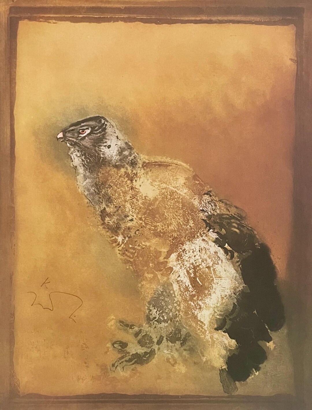 リトグラフ　Kaiko MOTI カイコ　モティ　106/120 直筆サイン Kaiko Moti, Eagle, Original Edition Offset Lithograph - Etsy