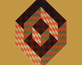 Victor Vasarely, Bidim, from Progressions III, Original Edition Heliogravure, 1972