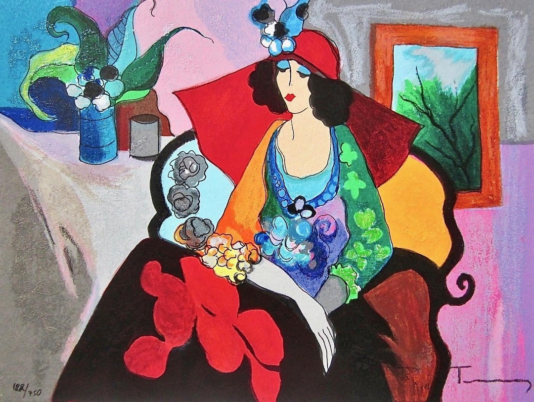 絵画 Tarkay red hat Itzchak Tarkay, Red Hat, Signed, Limited Edition Silkscreen - Etsy