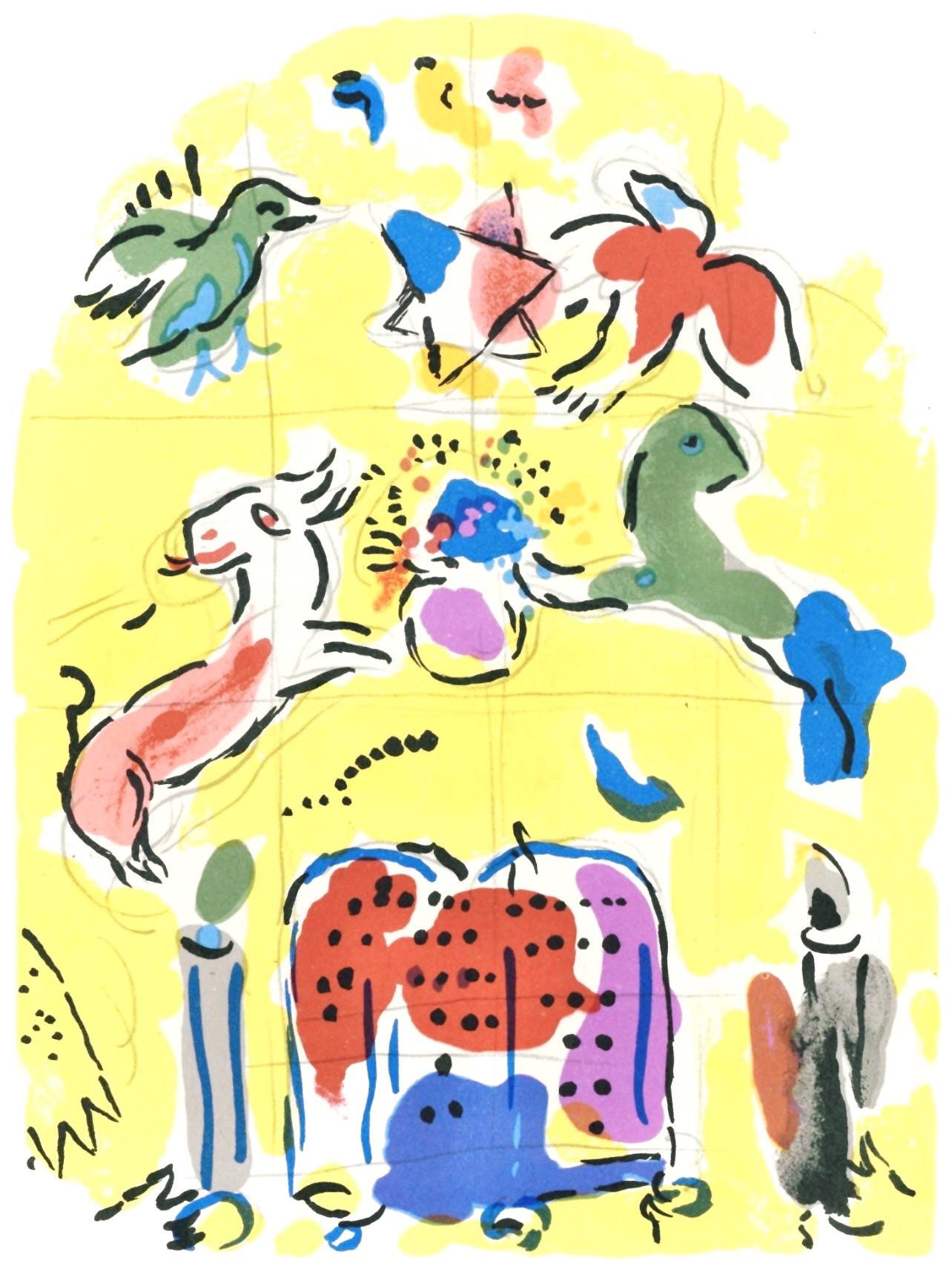 マルク・シャガール『レビ族、エルサレムの窓』限定版リトグラフ