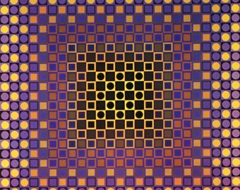 Victor Vasarely, Composition, Folklore Planétaire, Limitierte Auflage Héliogravure