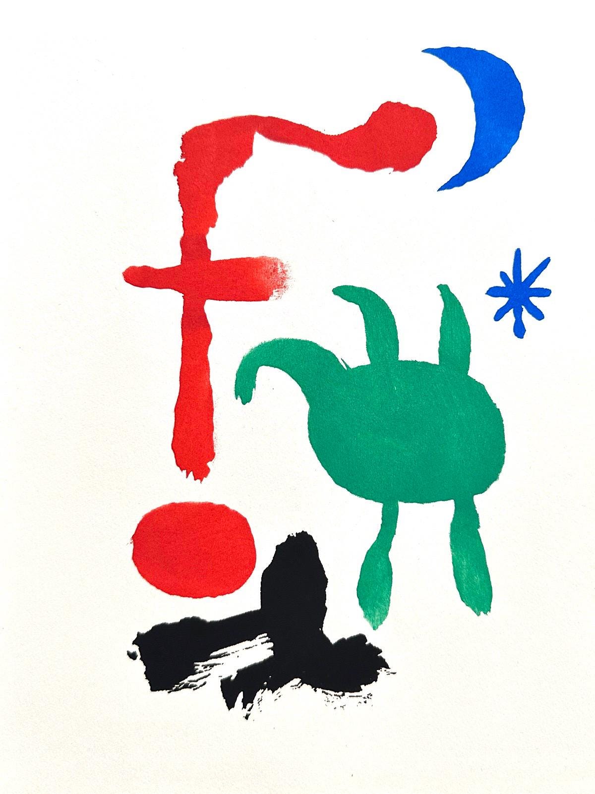 Joan Miro、FEMME ET OISEAUX DANS LA NUIT Femme et oiseaux dans la nuit (Woman and Birds in the Night