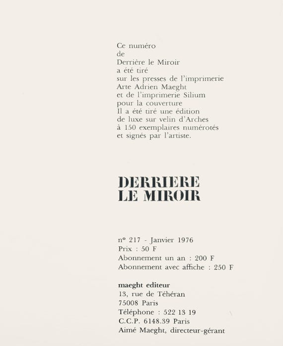 Pol Bury, Composition, Derrière le miroir, Lithographie en édition