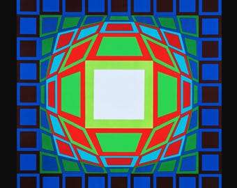Victor Vasarely, Gyemant, aus Fortschritts III, Originalausgabe Heliogravure, 1972