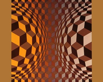 Victor Vasarely, Composition, Hexagone, Limited Edition Héliogravure