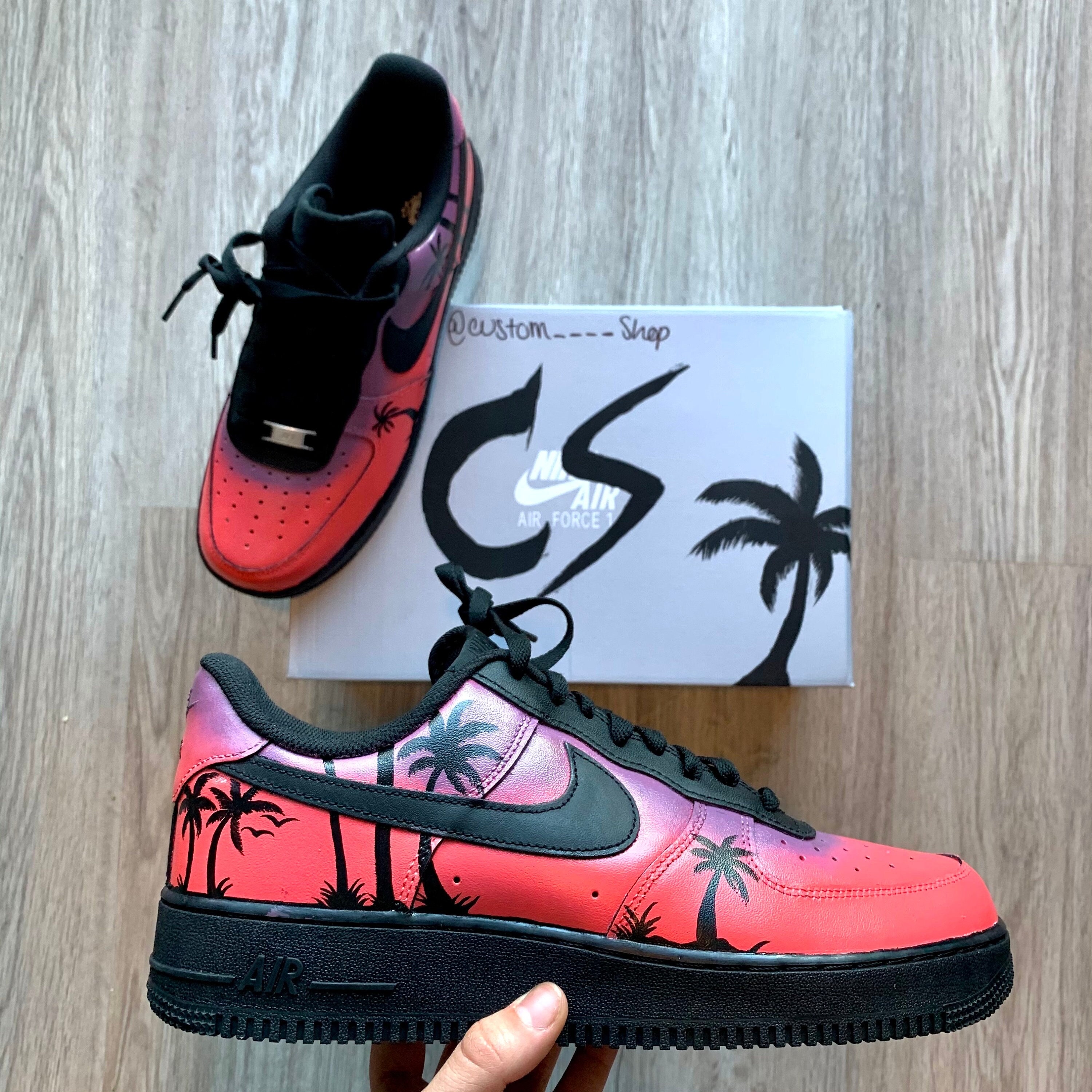 Personalized Air Force 1 Custom Sunset With Palms Black Air Force 1 Custom Air Force 1 Pink Air Force 1 Nike Etsy