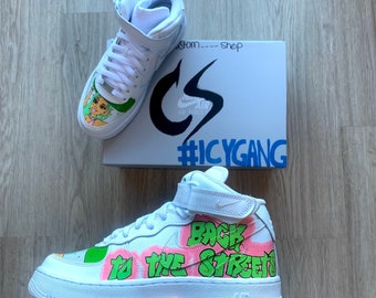 Personalized Air Force 1 Saweetie Custom Air Force 1 | Handmade | Men shoes | Women Shoes | Custom Girls Air Force 1, Custom Air Force 1 Mid