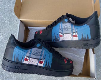 Custom Itachi Anime Sneakers - Hand-Painted Akatsuki Cloud Shoes, Personalized Naruto-Inspired Streetwear
