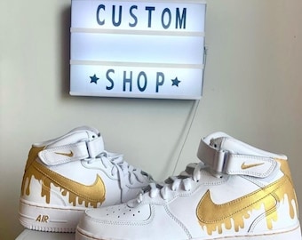 Gold Drip Custom Gold Air Force Ones Custom Gold Drip Sneakers