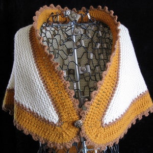 White Wedding Shawl with Gold Edging