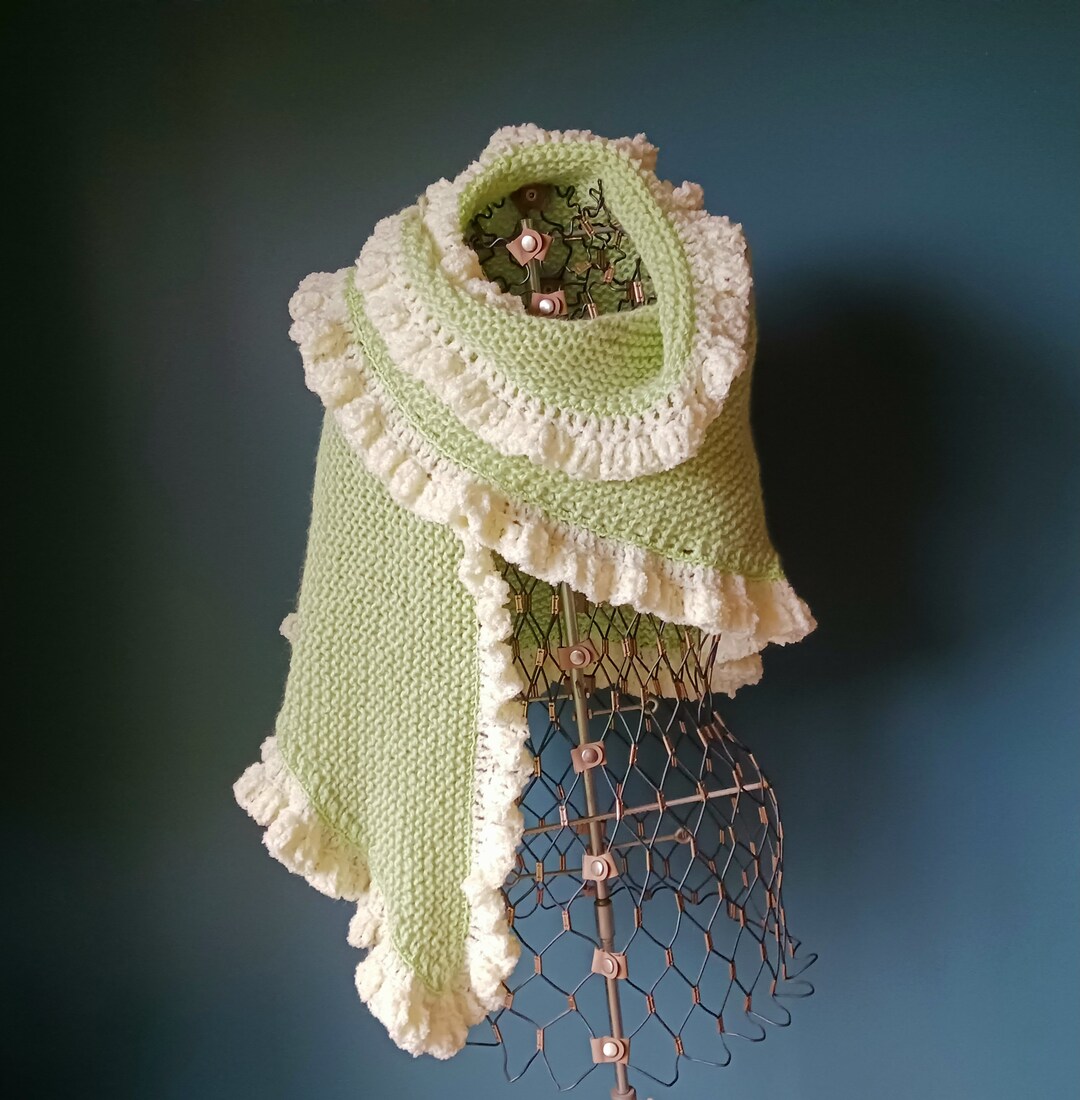 Shawl Ruffle Mint Green Ruffled Shawl - Etsy