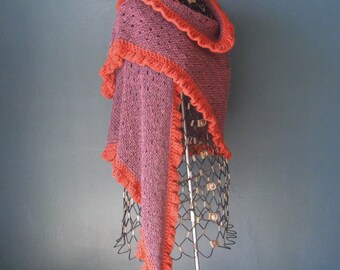 Purple Heather Shawl with Bamboo Edging