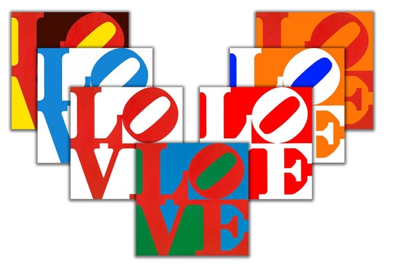 Robert Indiana Love Wall Art, Choose Your Own Colored Love Poster 