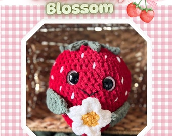 Strawberry Blossom Crochet Pattern | PDF DOWNLOAD: Low Sew with NO Sew option by Hook13Creations