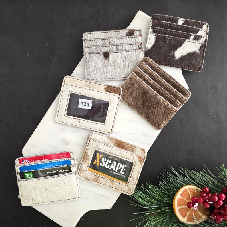 Genuine Hair-On Cowhide Wallet – Slim Card Holder with ID Pocket – Western Style Minimalist Purse for Women & Men image 1