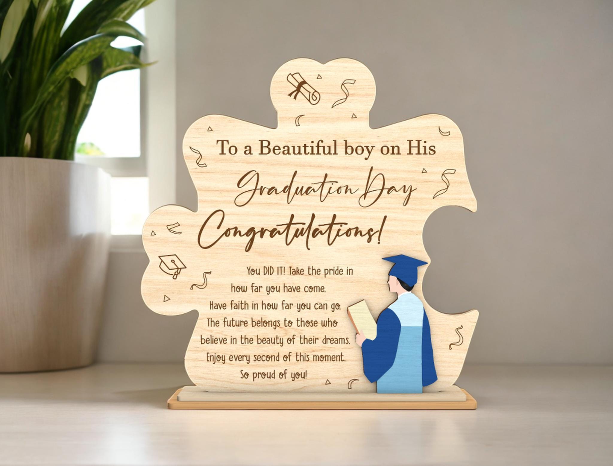 Graduation Puzzle Sign | MDF Wood Graduate Plaque for Boy or Girl ...