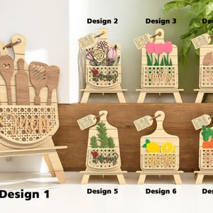 Decoratieset minisnijplanken | MDF-standaard 'Made With Love' voor mama | Moestuinplankje cadeau