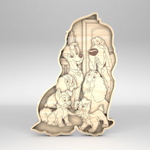 Arte de parede de madeira com tema de desenho animado 3D, arquivo de corte a laser em pé de desenho animado multicamadas 3D, camadas 3D para Glowforge, arquivos svg Glowforge
