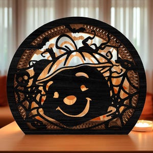 DIY Halloween Lantern | Smiling Pumpkin Face Light Box | Cute Cartoon Jack-O’-Lantern Decor | Multilayer Wooden MDF Craft Kit