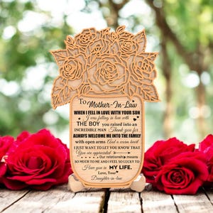 Mother-in-Law Gift from Daughter-in-Law | Rose Bouquet Wooden Sign | Wedding Thank You Gift for Mother-in-Law | Mother‘s Day Gift Decor