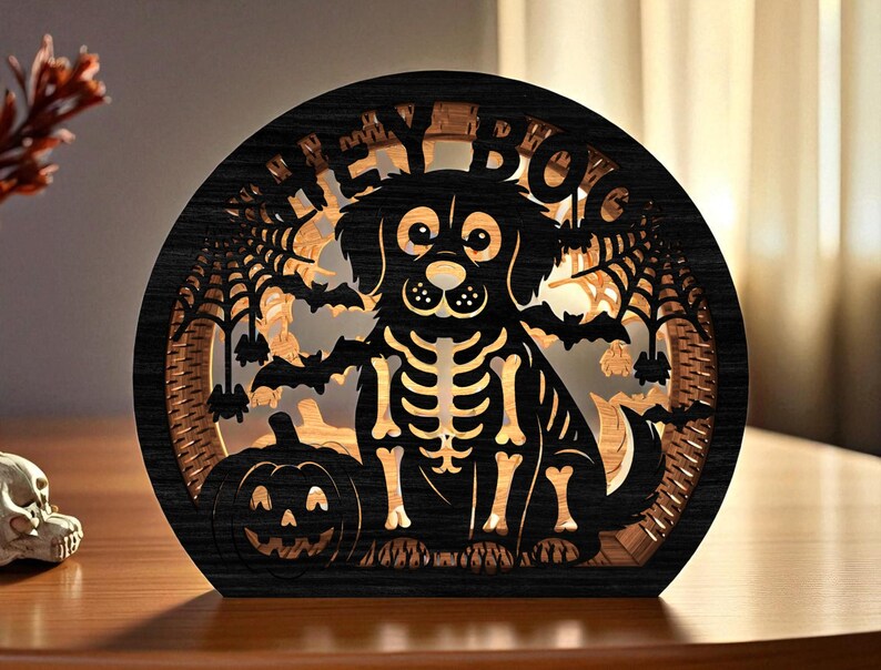 Hey Boo Skeleton DIY Halloween Golden Retriever Lantern | Hey Boo Skeleton Dog | Pumpkin ...
