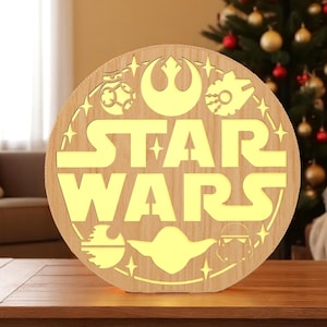 DIY Galactic Emblem Lantern | Sci-Fi Universe Wood Light Box | Laser Cut Space Symbols Decor | Futuristic Christmas Gift