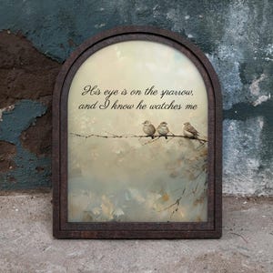 His Eye Is On The Sparrow Canvas | Christian Wall Art | Inspirational Scripture Sign | Religious Baptism Gift | Faith Based Home Decor