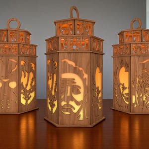Halloween DIY Horror Lantern | Creepy Masked Villain Candle Holder | Scary Wooden Light Box with Spooky Faces
