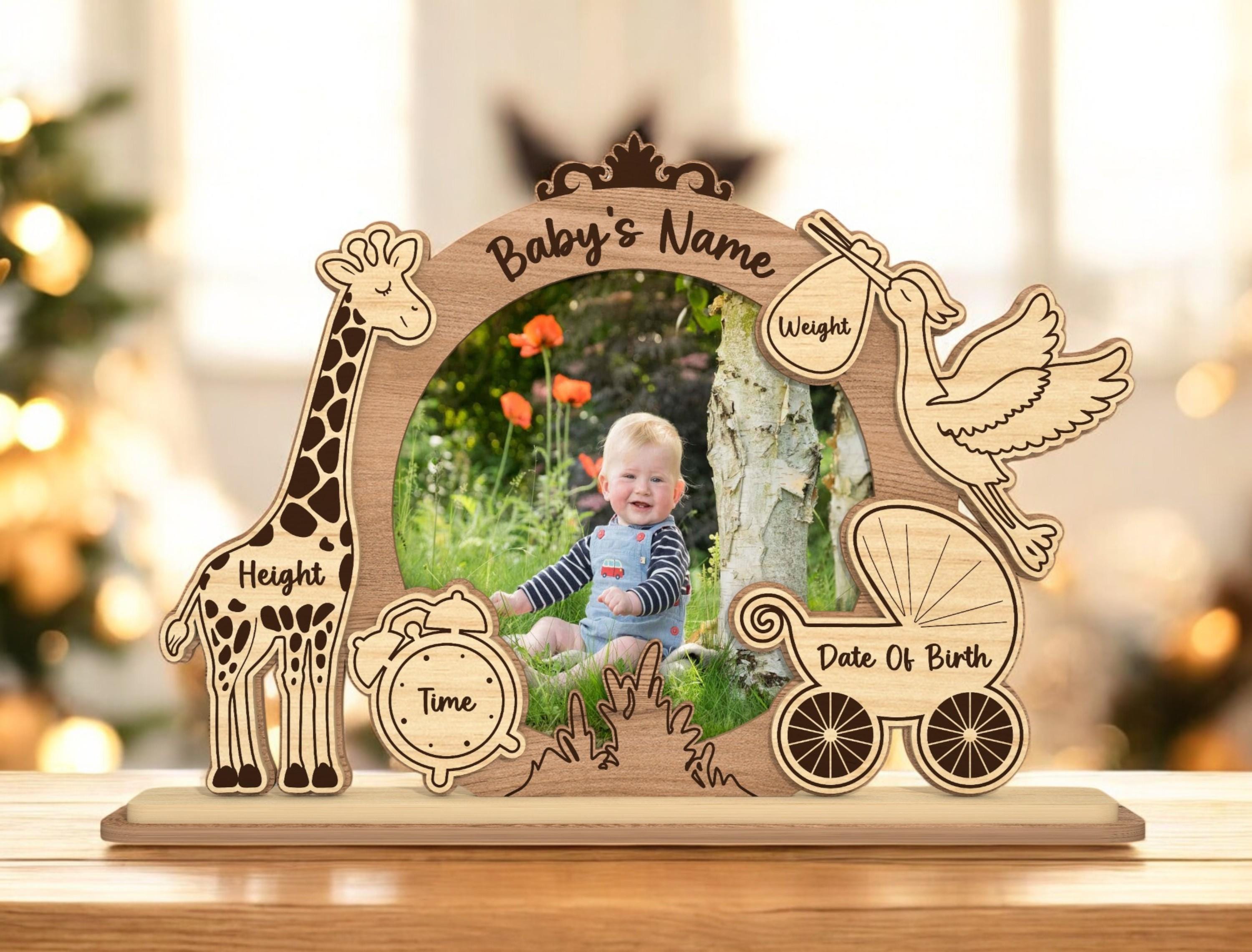 Personalized Baby Stats Frame | Jungle Giraffe Birth Announcement Gift ...