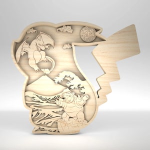 Wielowarstwowa scena z kreskówek 3D Art SVG, Warstwowa kreskówka, 7-warstwowy element sztuki dla Glowforge