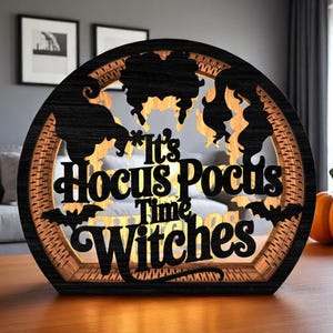 DIY Halloween Witch Lantern | Spell Sisters Wooden Light Box | Multilayer MDF Quote Decor | Witchy Laser Cut Craft Kit