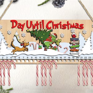 Weihnachtsfilm Countdown-Kalender-Svg, Weihnachtskarikatur-Countdown-Svg, Weihnachtskalender-Svg, Weihnachtsglowforge-Svg-Datei