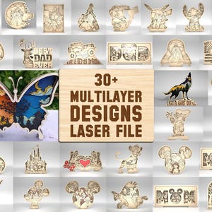 30 + MEGA-bundel meerlaagse 3D houten gegraveerde lasergesneden bestand Svg, decoratie Glowforge, laag kunstwerk voor Glowforge, Home Decor Svg