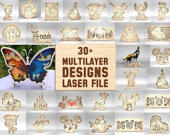 30 + MEGA Bundle Multilayer 3D Wooden Engraved Laser Cut File Svg ,  Decoration Glowforge , Layer Art Piece for Glowforge,Home Decor Svg