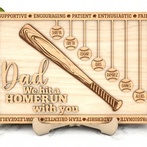 Personalized Sport Dad Sign, Custom Baseball Dad Gift From Kids, Softball Dad Gift, We Hit a Homerun With You Baseball Sign