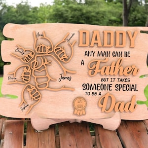 Fist Bump Sign, Personalized Name Fist Bump, Family Hands Fist Bump Plaque, Father’s Day MDF Gift for Dad with Kids’ Names
