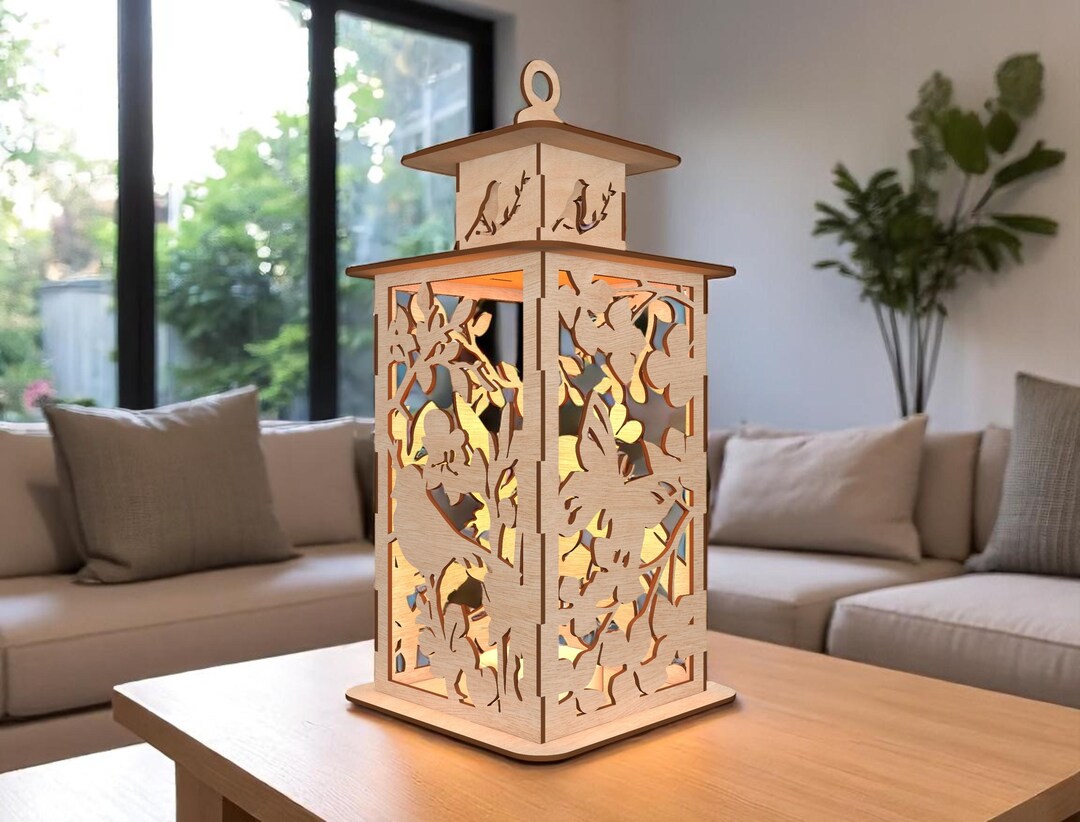 SWALLOWLIVING Lanterna rustica in legno con portacandele in vetro per