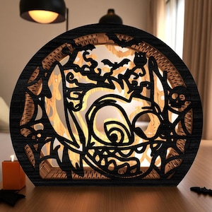 DIY Halloween-lantaarn | Gekke cartoon ogen lichtbak | Grappig schreeuwend gezicht Halloween-decor | Meerlaagse houten mdf-knutselset